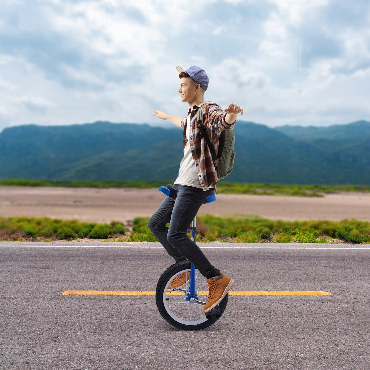 A person riding a unicycle